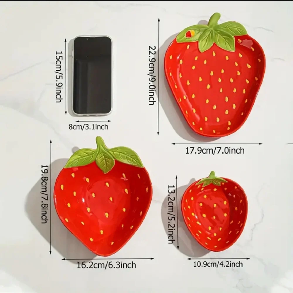 Strawberry Ceramic Tray Bowl Ticket Holder Ornament one piece